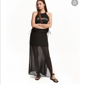 H&M Black chiffon Maxi Skirt with side slit